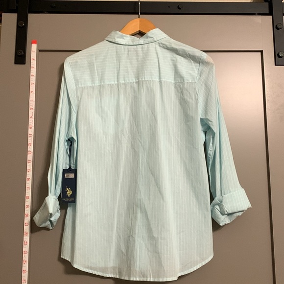 NWT US Polo Association Women’s Stripped Long Sleeve Button Down Shirt Sz Large - Picture 5 of 6